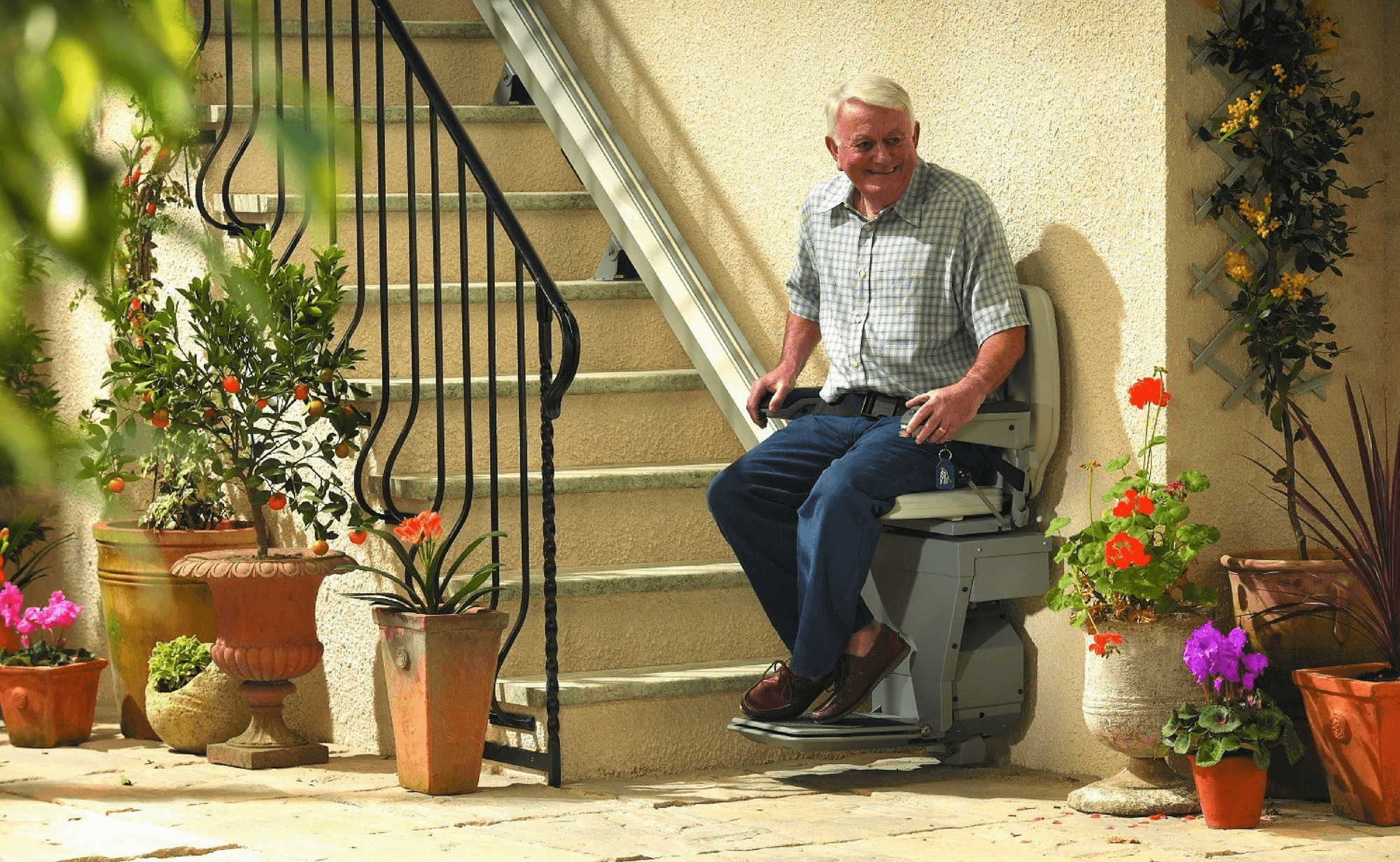 Man on Stair Lift Chair